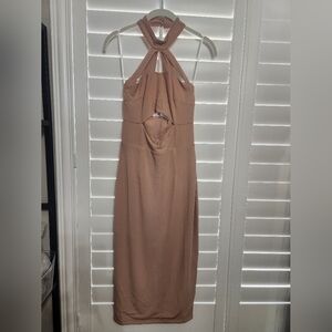 Dance & Marvel Chic Tan Backless Dress